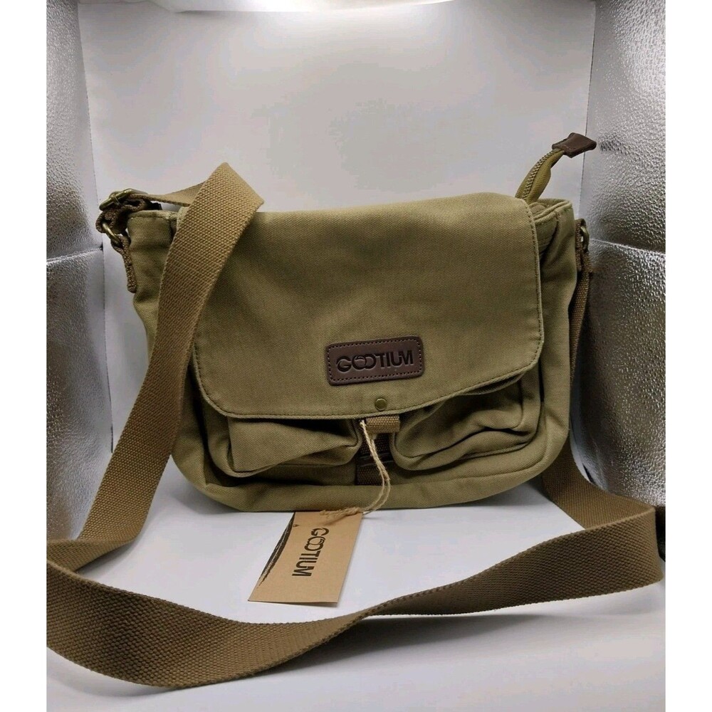 GOOTIUM MILITARY STYLE CANVAS CROSSBODY MESSENGER SHOULDER BAG KHAKI - NWT
